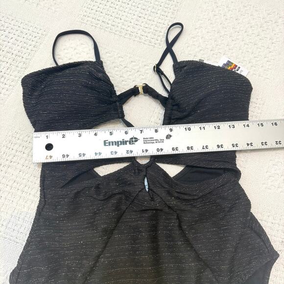 Time and Tru large cut out keyhole metallic shimmer one piece swimsuit SW 3030 - Picture 3 of 12